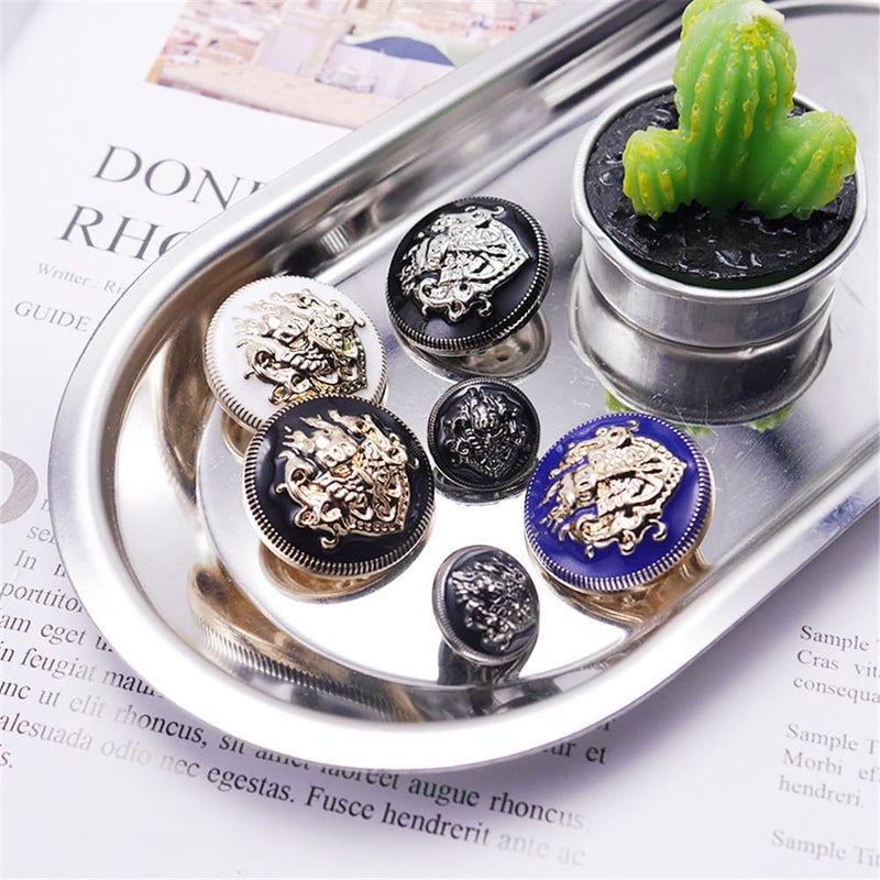 vingol 5PCS Fashion Metal Gold Engraving Copper Button DIY for Handmade Clothing Accessories Coat Shank Buttons (White Gold  18mm) - Image 4